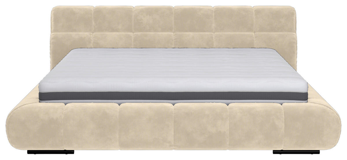 POLSTERBETT 200/200 cm,  in Beige,  - Beige/Schwarz, Design, Textil/Metall (200/200cm) - Belluti