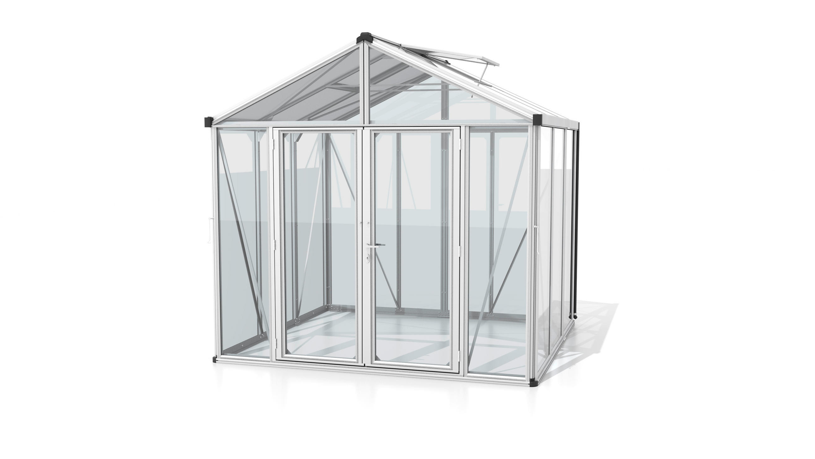 GEWÄCHSHAUSBAUSATZ - Alufarben, Basics, Glas/Kunststoff (258,4/250/242cm)