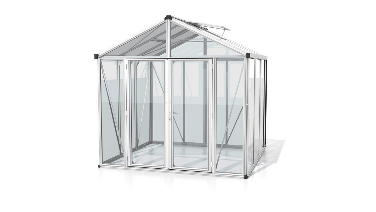 GEWÄCHSHAUSBAUSATZ - Alufarben, Basics, Glas/Kunststoff (258,4/250/242cm)