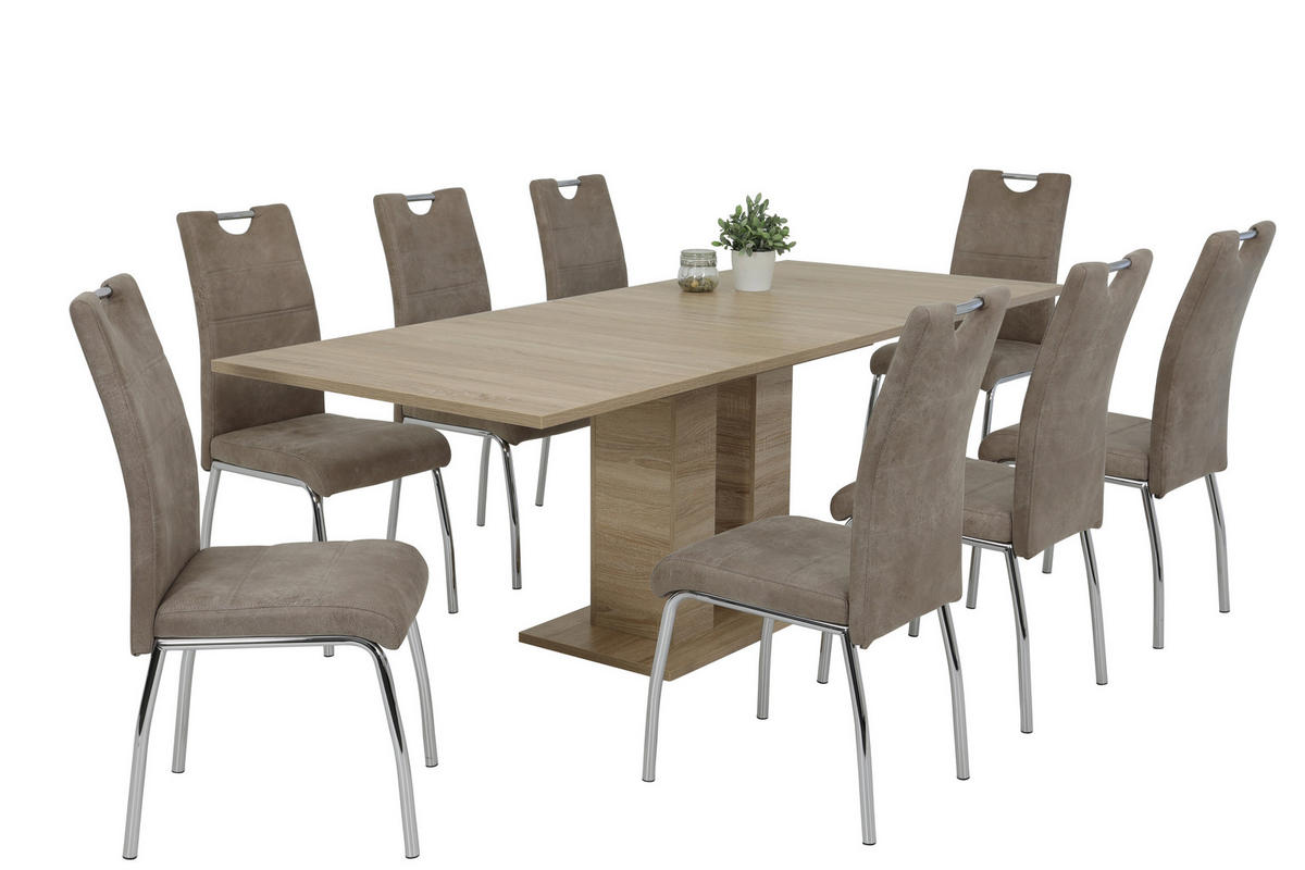STUHL-SET 4 Stück  in Stahl Mikrofaser Metall, Textil  - Chromfarben/Beige, MODERN, Textil/Metall (44/98/61cm) - MID.YOU