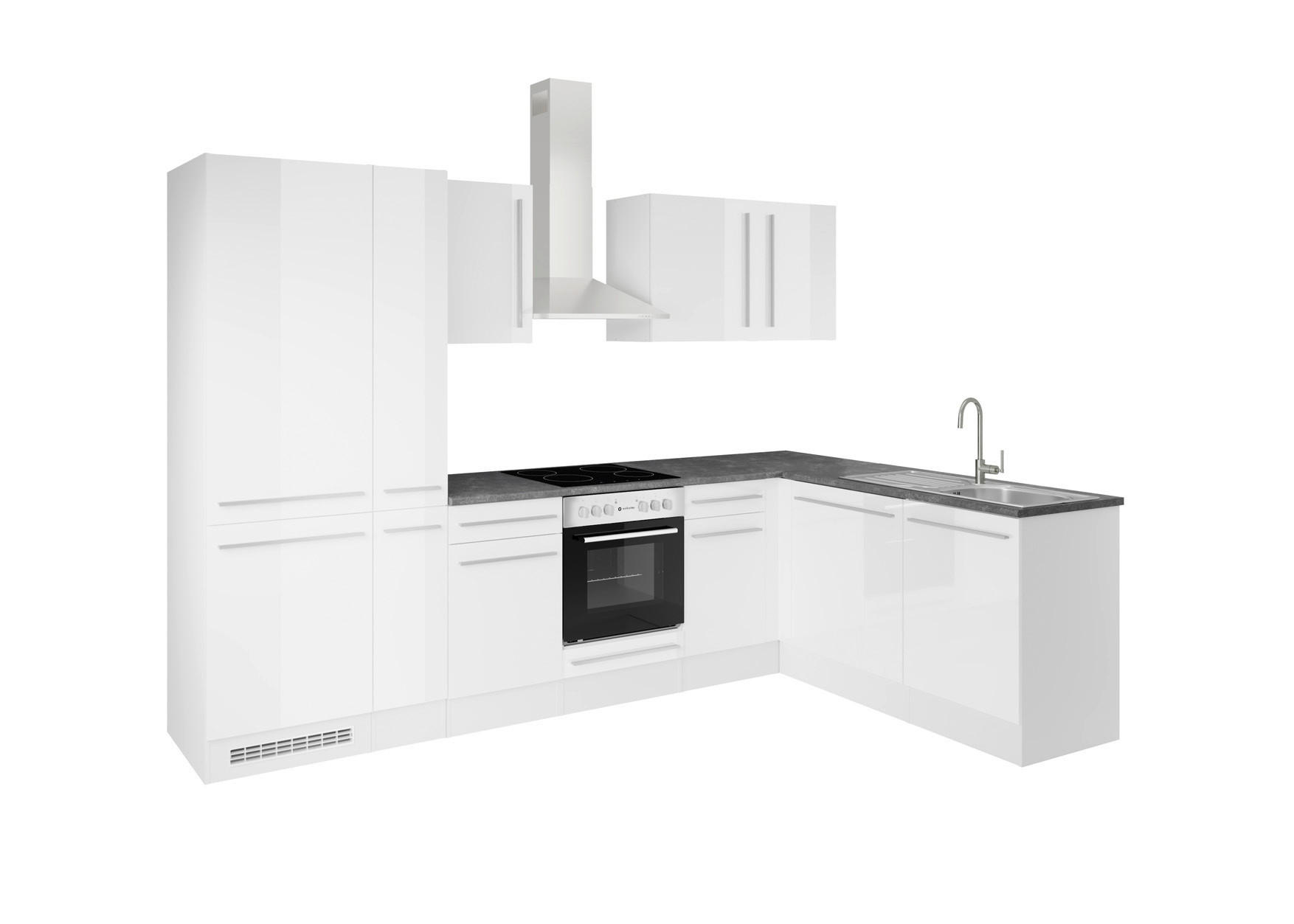 ECKKÜCHE 310/175/60/60 cm  in Weiß, Weiß Hochglanz  - Weiß Hochglanz/Anthrazit, LIFESTYLE, Holzwerkstoff/Kunststoff (310/175/60/60cm) - P & B