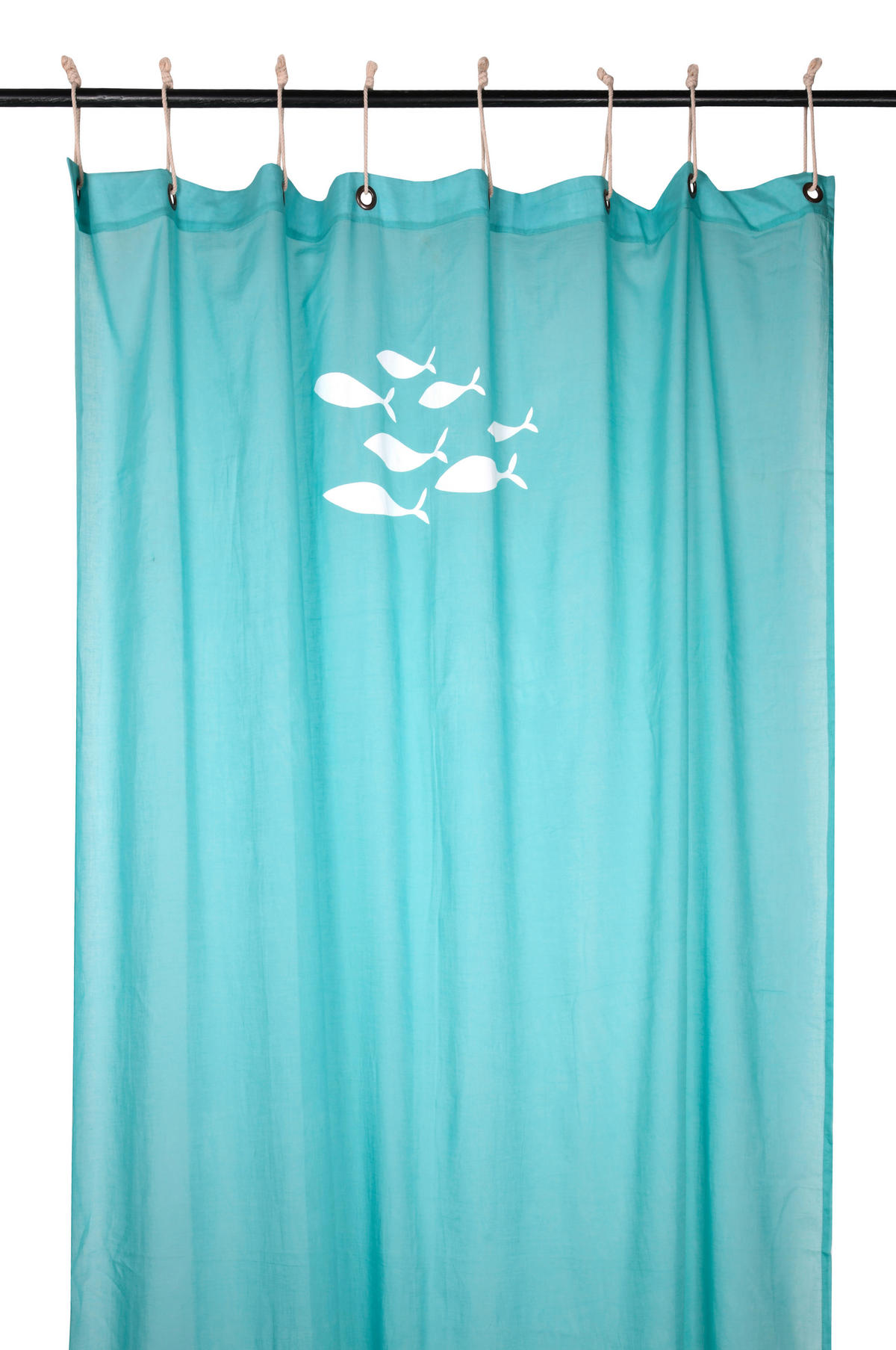 ZAVESA Z OBROČKI   140/260 cm   - turkizna, Konvencionalno, tekstil (140/260cm)