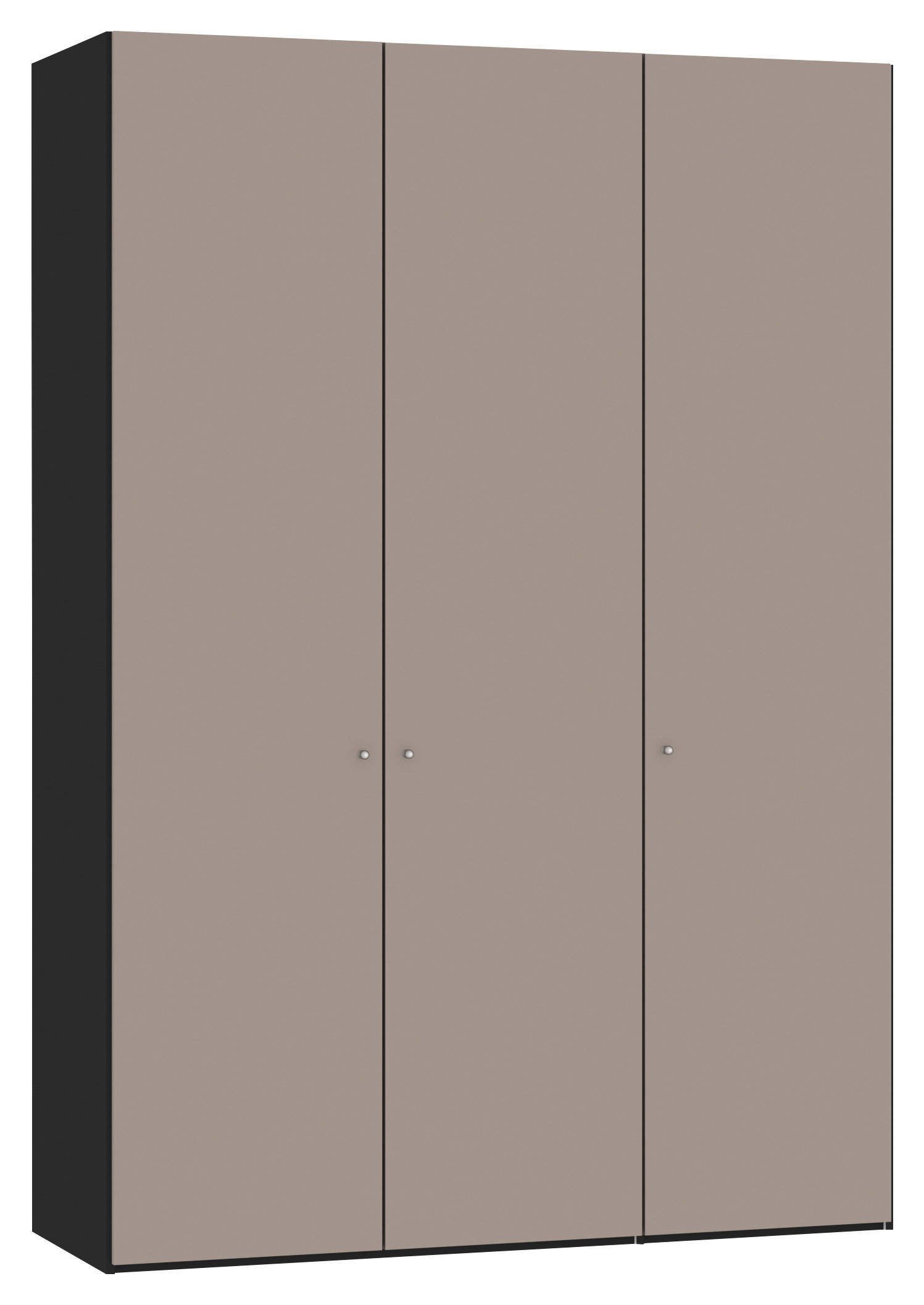 DREHTÜRENSCHRANK 152/220/40 cm 3-türig Schwarz, Hellbraun  - Hellbraun/Silberfarben, Design, Holzwerkstoff/Metall (152/220/40cm) - Jutzler