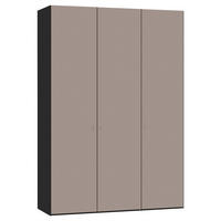 DREHTÜRENSCHRANK  in Schwarz, Hellbraun  - Hellbraun/Silberfarben, Design, Holzwerkstoff/Metall (152/220/40cm) - Jutzler