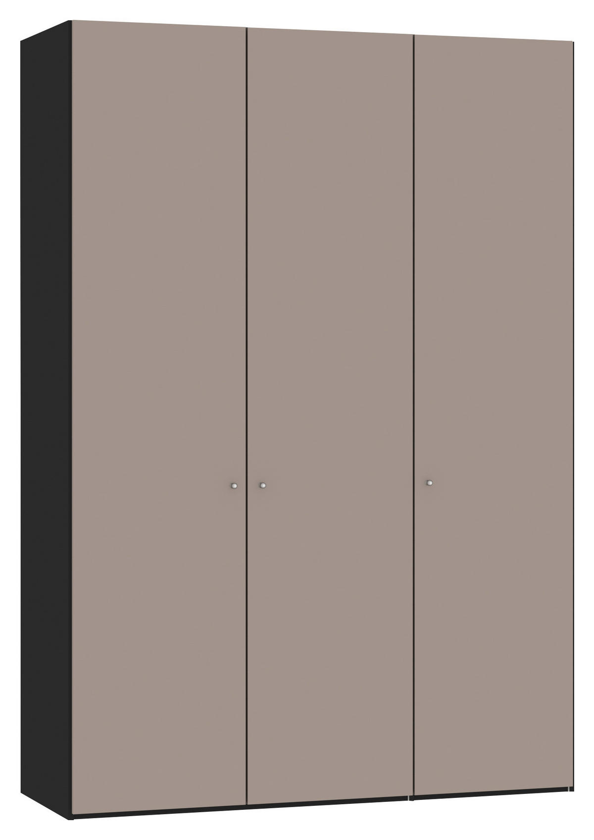 DREHTÜRENSCHRANK  in Schwarz, Hellbraun  - Hellbraun/Silberfarben, Design, Holzwerkstoff/Metall (152/220/40cm) - Jutzler
