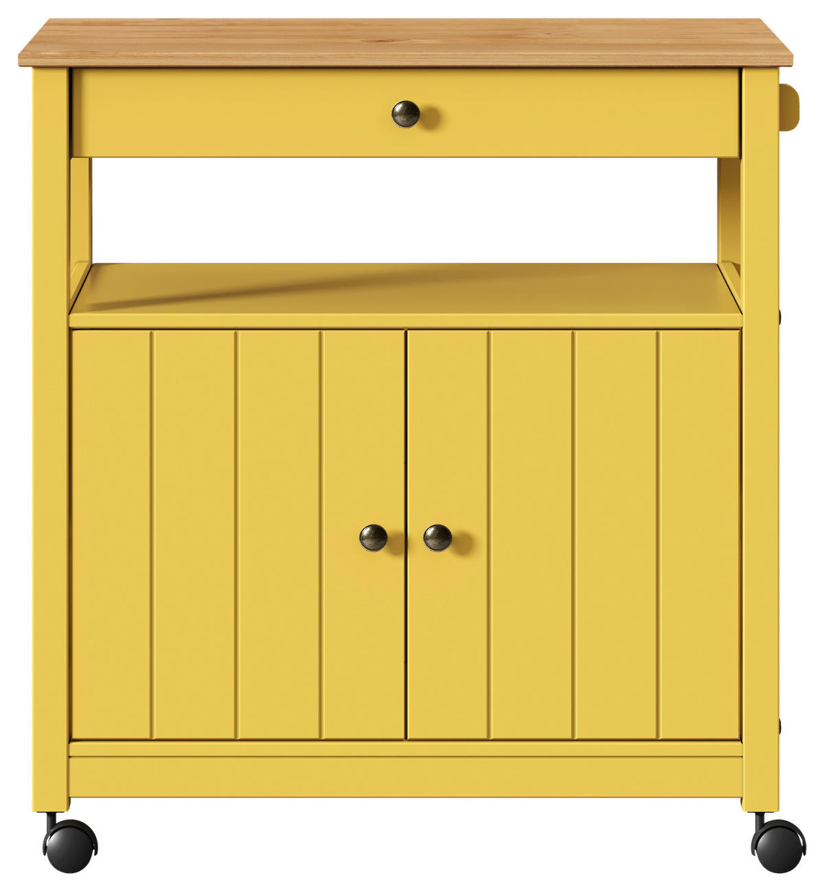 SERVIERWAGEN Pinie massiv Braun, Gelb  - Gelb/Zinkfarben, MODERN, Holz/Kunststoff (85/90,6/40cm) - Livetastic