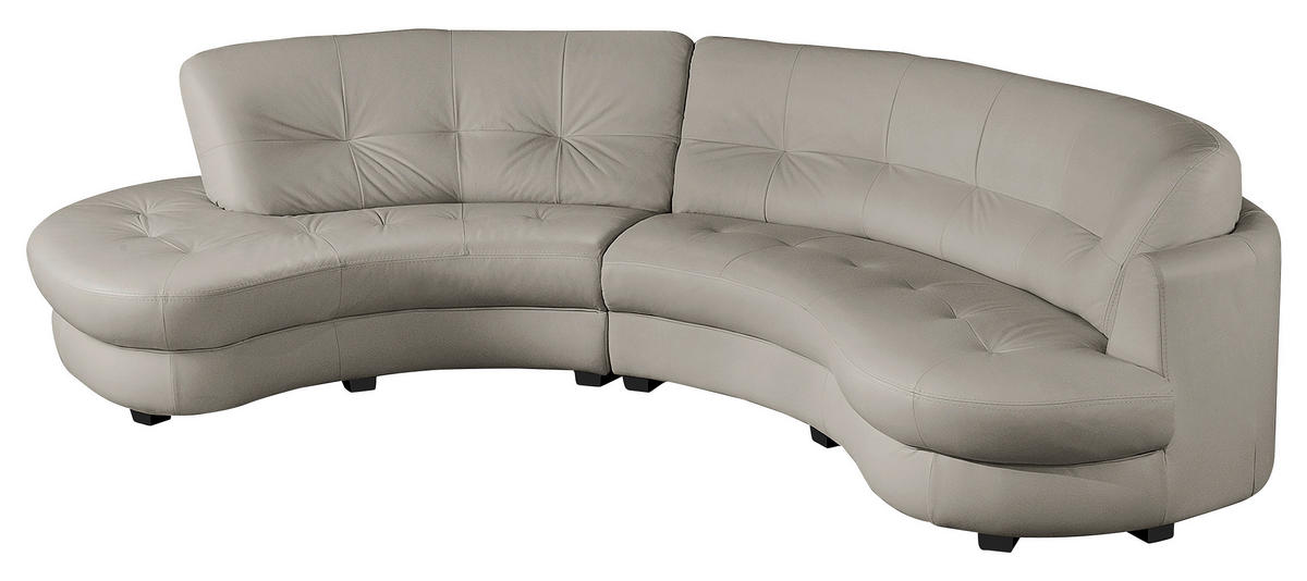 ECKSOFA Hellgrau Echtleder Lederlook  - Hellgrau/Schwarz, Design, Leder/Kunststoff (113/300cm) - Livetastic