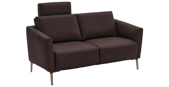 2-SITZER-SOFA  in Echtleder Dunkelbraun   - Eichefarben/Dunkelbraun, Natur, Leder/Holz (182/86/87cm) - Valnatura