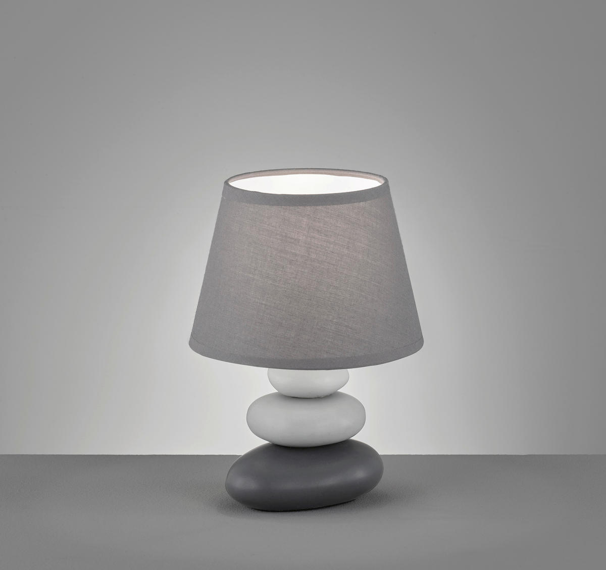 STOLNÁ LAMPA, E14, 17/24 cm  - sivá/svetlosivá, Konventionell, textil/keramika (17/24cm)