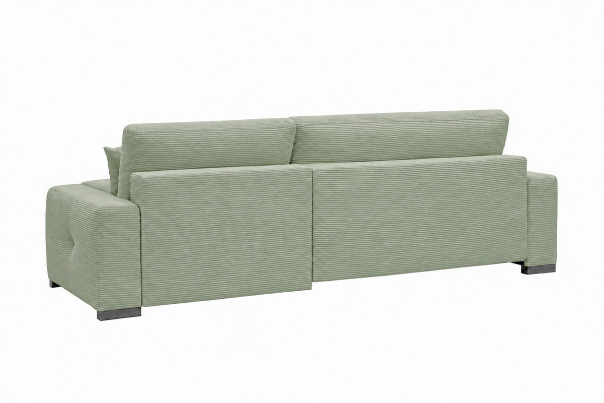 ECKSOFA  Cord Mintgrün  - Mintgrau/Schwarz, Basics, Holz/Holzwerkstoff (264/184cm) - MID.YOU