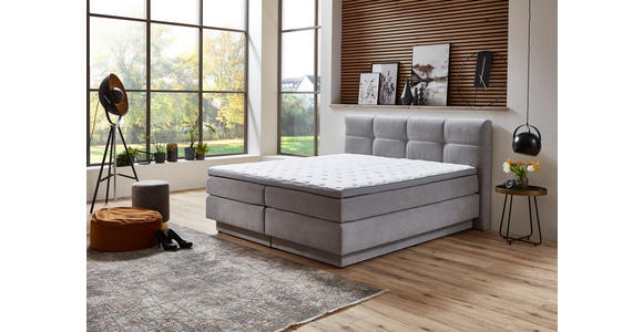 BOXSPRINGBETT 180/200 cm in Hellgrau - Hellgrau/Schwarz, KONVENTIONELL, Kunststoff/Textil (180/200cm) - Carryhome