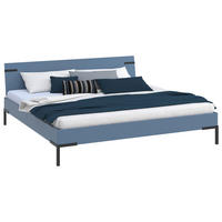 BETT in Blau  - Blau/Schwarz, Design, Holzwerkstoff/Metall (200/200cm) - Xora
