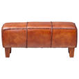 SITZBANK 110/45/35 cm Echtleder Braun, Teakfarben Teakholz massiv  - Braun/Teakfarben, LIFESTYLE, Leder/Holz (110/45/35cm) - Landscape