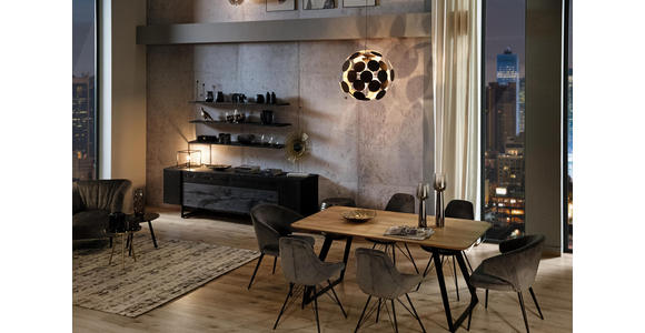 ESSTISCH in Holz, Metall 140/90/76 cm - Eichefarben/Schwarz, Design, Holz/Metall (140/90/76cm) - Voleo