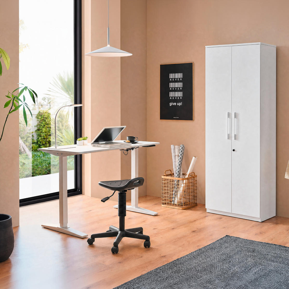 SCHREIBTISCH 120/60/75-120 cm Weiß elektrisch höhenverstellbar  - Weiß, KONVENTIONELL, Holzwerkstoff/Metall (120/60/75-120cm) - Carryhome
