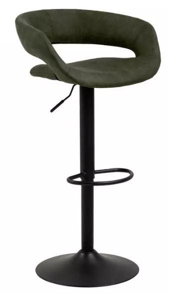 TABURET DE BAR in textil măsliniu  - măsliniu/negru, Design, metal/textil (54/83-104/49cm) - MID.YOU