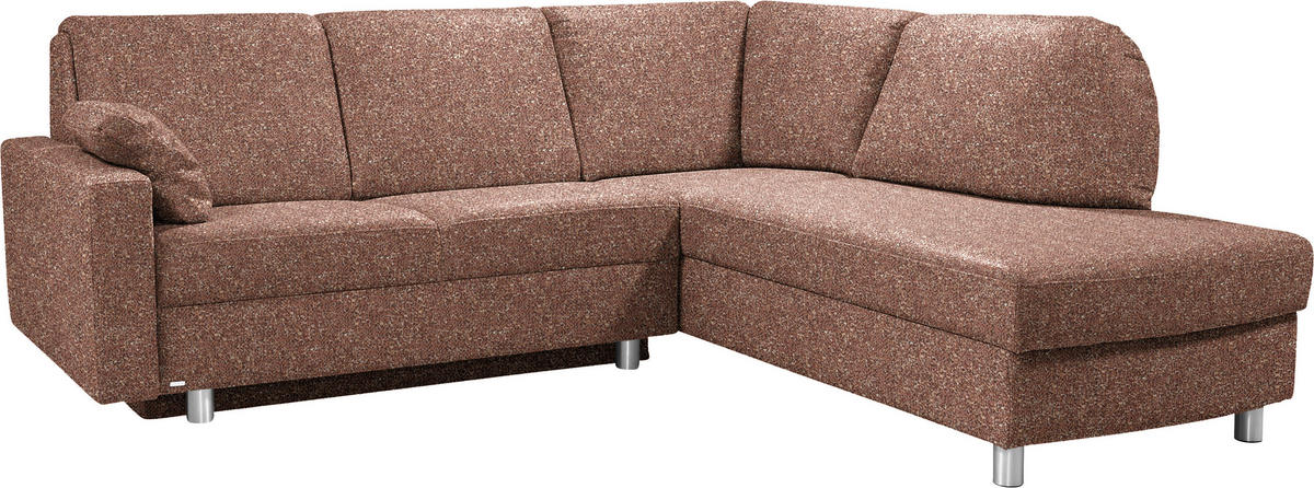 ECKSOFA  in Mikrovelours Terracotta  227/208 cm  - Terracotta/Alufarben, KONVENTIONELL, Textil/Metall (227/208cm) - Sedda