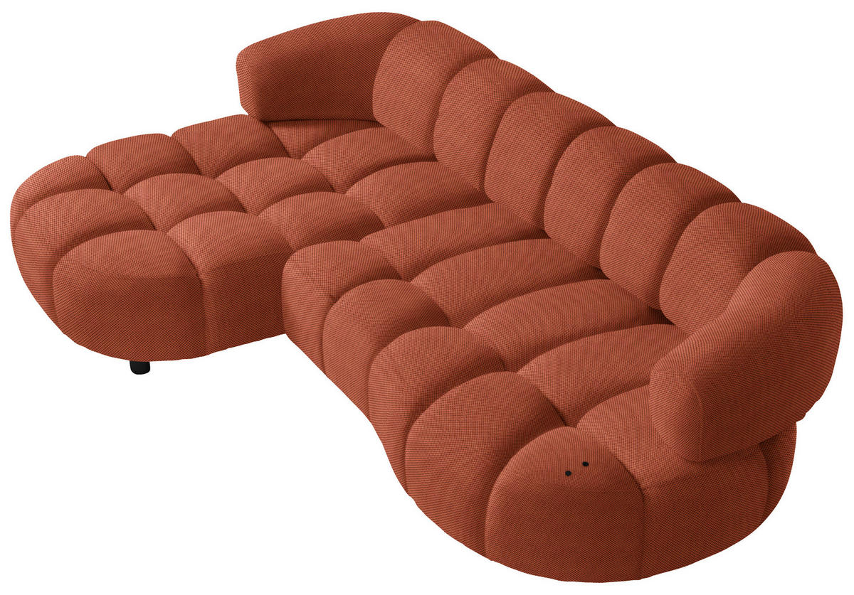 ECKSOFA in Webstoff Rostfarben  - Rostfarben/Schwarz, Design, Holz/Textil (183/284cm) - Welnova