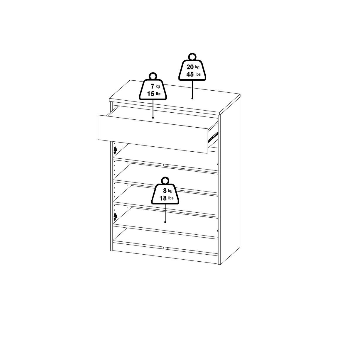 SCHUHSCHRANK Weiß, Eichefarben  - Eichefarben/Weiß, Design, Holzwerkstoff (80,4/111,3/40cm) - Livetastic