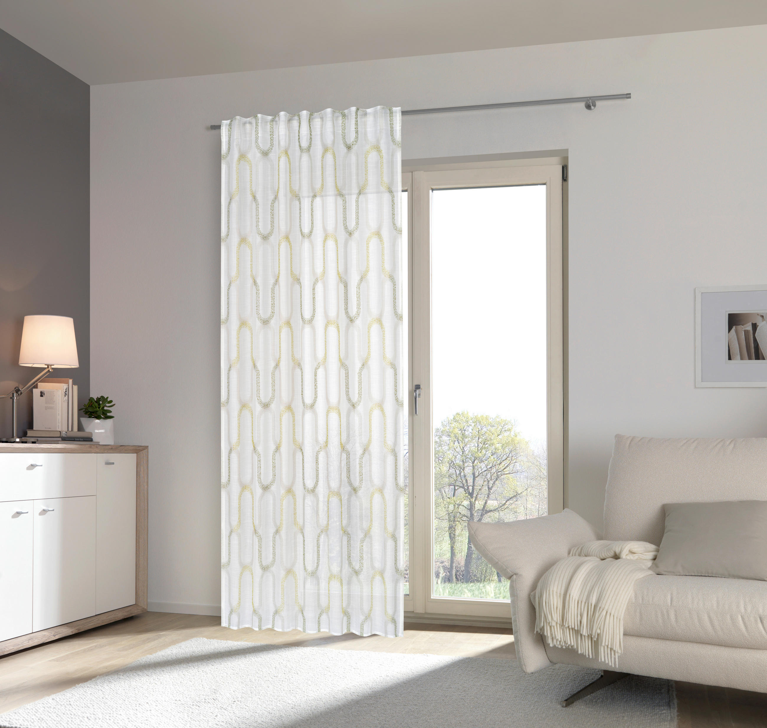 FERTIGVORHANG halbtransparent  - Grün, KONVENTIONELL, Textil (135/245cm) - Esposa