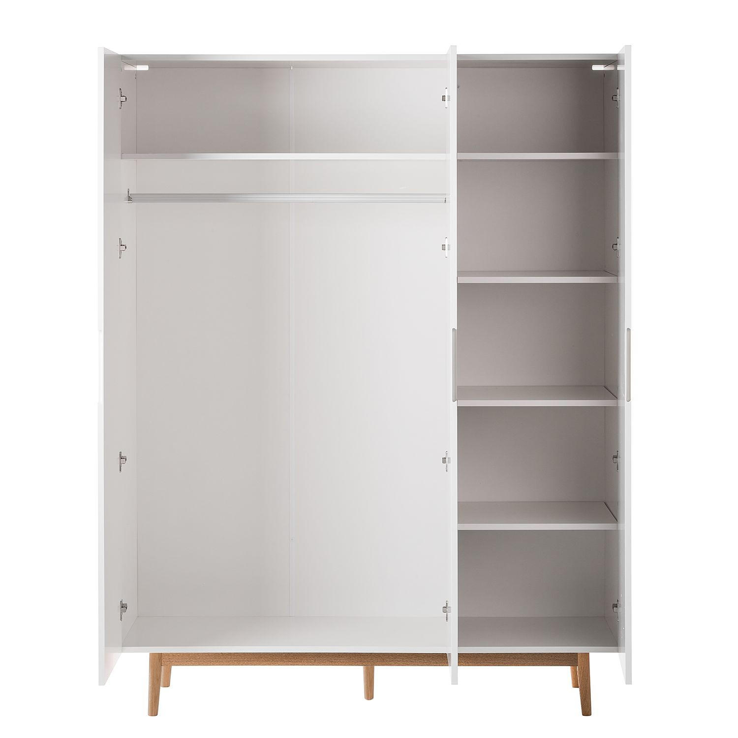 DREHTÜRENSCHRANK 154/200/60 cm 3-türig Weiß, Eichefarben  - Chromfarben/Eichefarben, Design, Holz/Holzwerkstoff (154/200/60cm) - home24