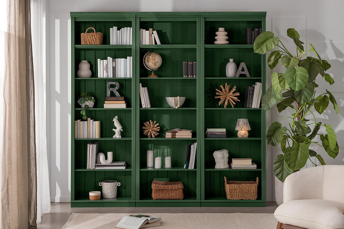 BÜCHERWAND Kiefer massiv Grün  - Grün, Design, Holz (222/223/37cm) - Livetastic