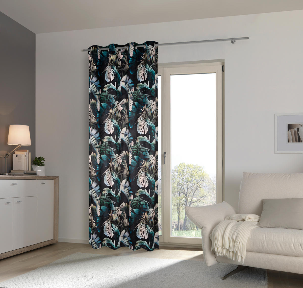 ÖSENVORHANG blickdicht  - Schwarz, Natur, Textil (135/245cm) - Esposa