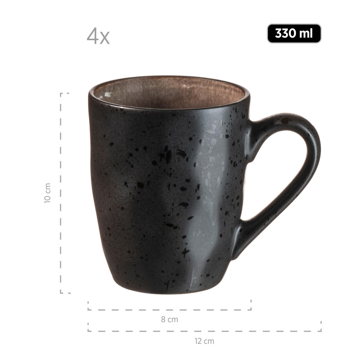 KOMBISERVICE Braun, Schwarz Niara Organic 16-teilig 4 Personen  - Schwarz/Braun, Basics, Keramik - Mäser