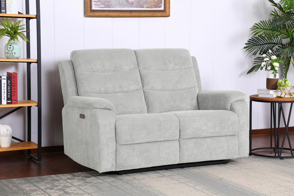2-SITZER-SOFA Webstoff Hellgrau  - Hellgrau/Schwarz, KONVENTIONELL, Kunststoff/Textil (153/102/93cm) - P & B