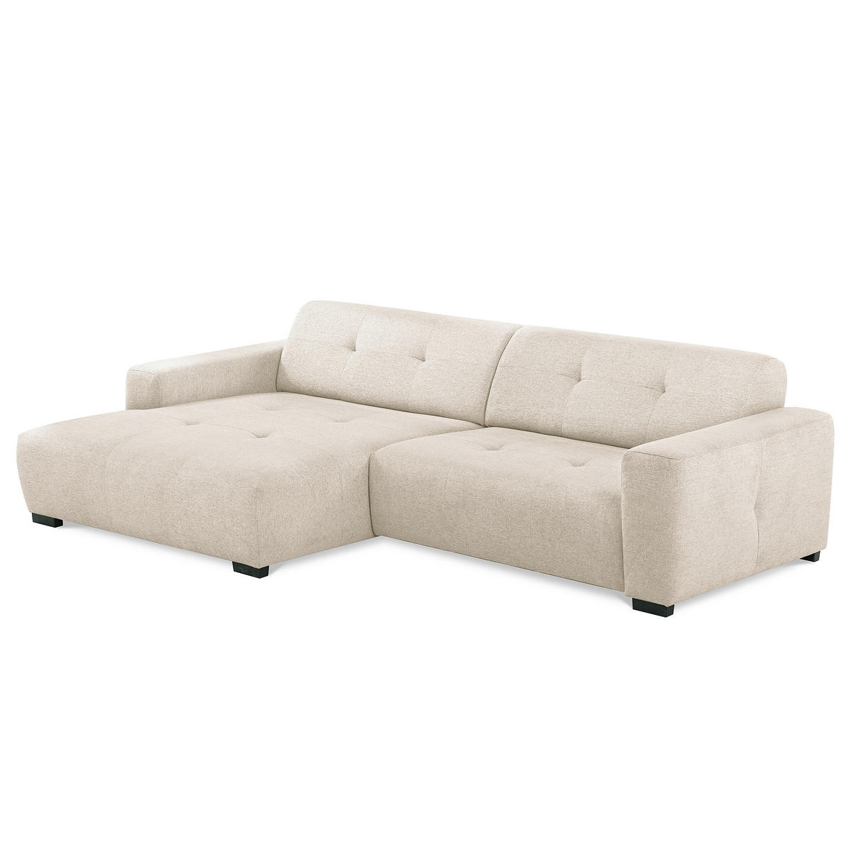 ECKSOFA AUSTIN Beige Flachgewebe Sitztiefenverstellung  - Beige/Schwarz, Design, Kunststoff/Textil (169/286cm) - Livetastic
