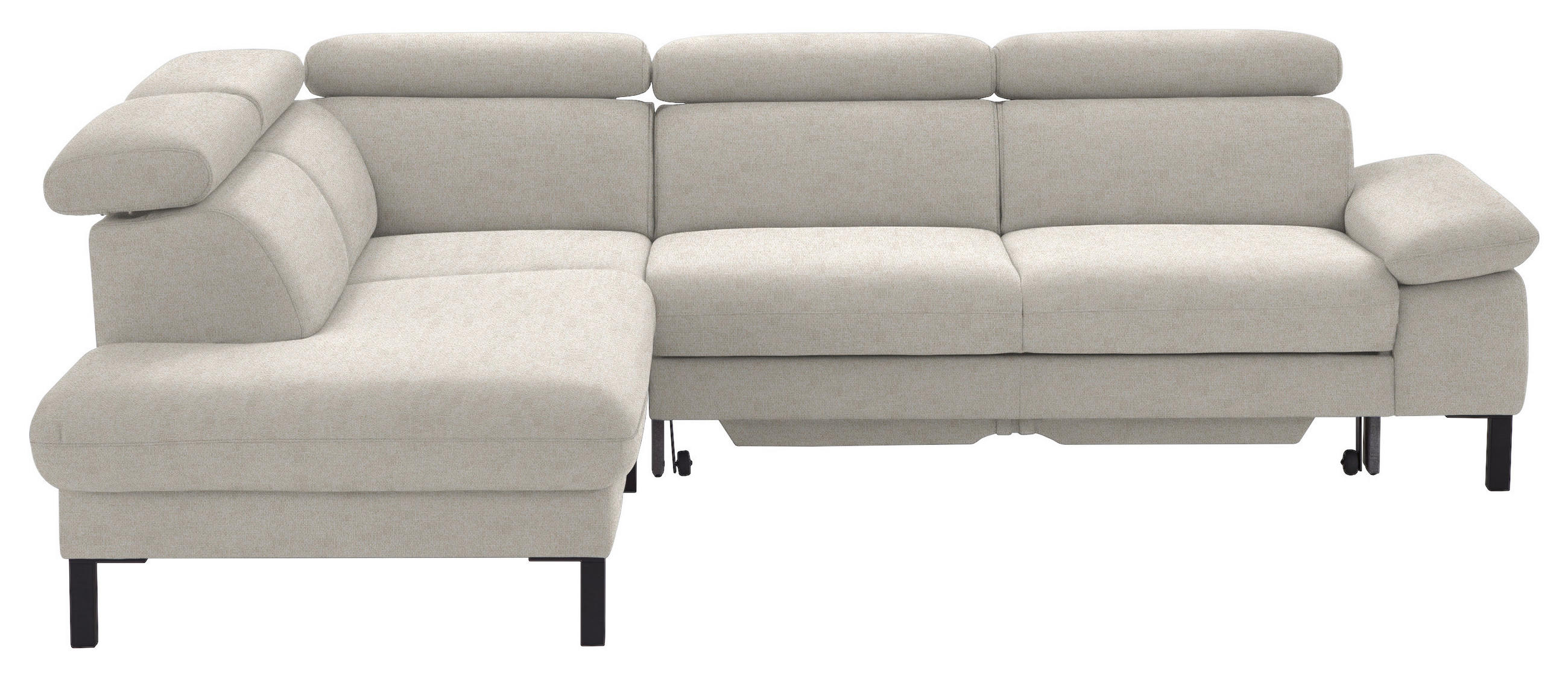 ECKSOFA in Flachgewebe Beige  - Beige/Schwarz, Design, Holzwerkstoff/Textil (217/272cm) - Pure Home Comfort