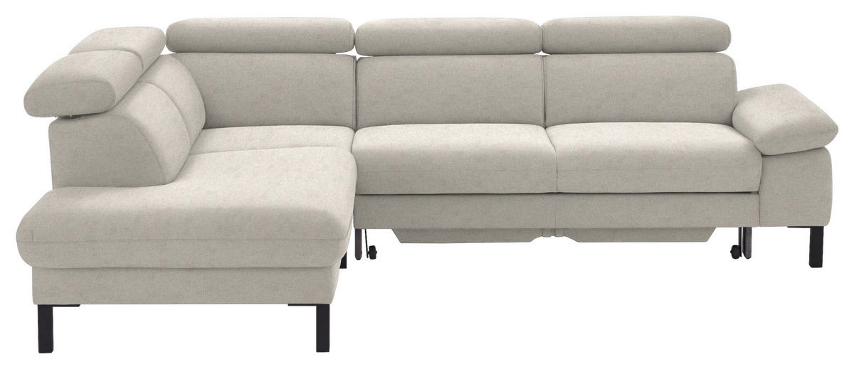 ECKSOFA in Flachgewebe Beige  - Beige/Schwarz, Design, Holzwerkstoff/Textil (217/272cm) - Pure Home Comfort