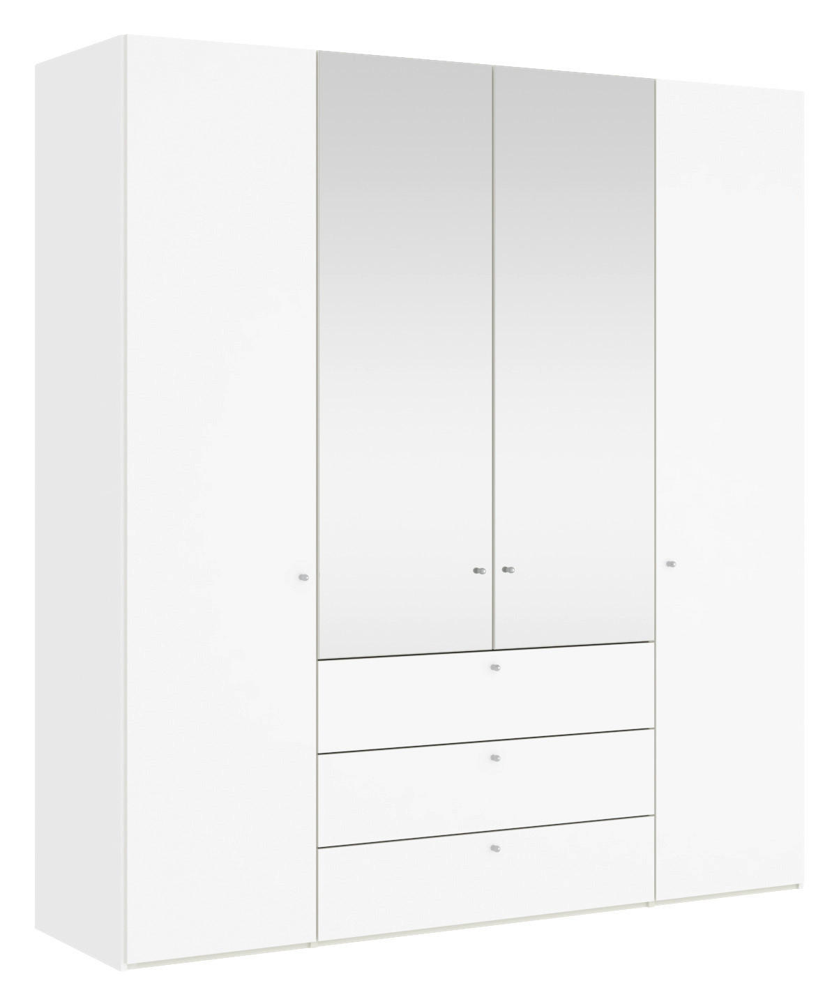 DREHTÜRENSCHRANK 203/220/59 cm 4-türig Weiß  - Silberfarben/Weiß, KONVENTIONELL, Glas/Holzwerkstoff (203/220/59cm) - Boxxx