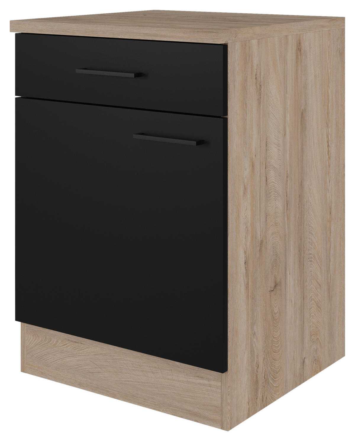 KÜCHENUNTERSCHRANK 60/85/57 cm  in Schwarz, Eichefarben  - Eichefarben/Schwarz, KONVENTIONELL, Holzwerkstoff/Metall (60/85/57cm) - FlexWell