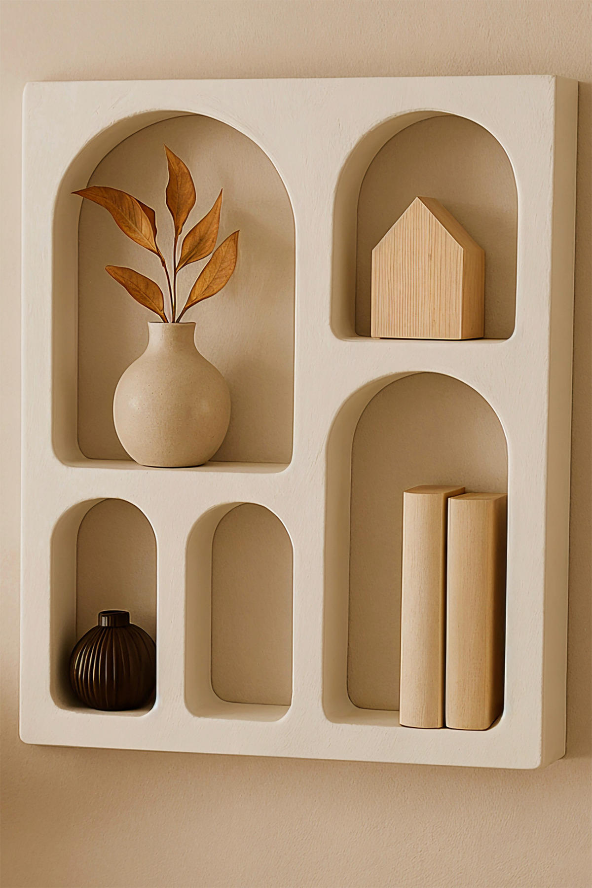 WANDREGAL 60/80/14 cm  - Weiß, Design, Holzwerkstoff/Stein (60/80/14cm) - MID.YOU