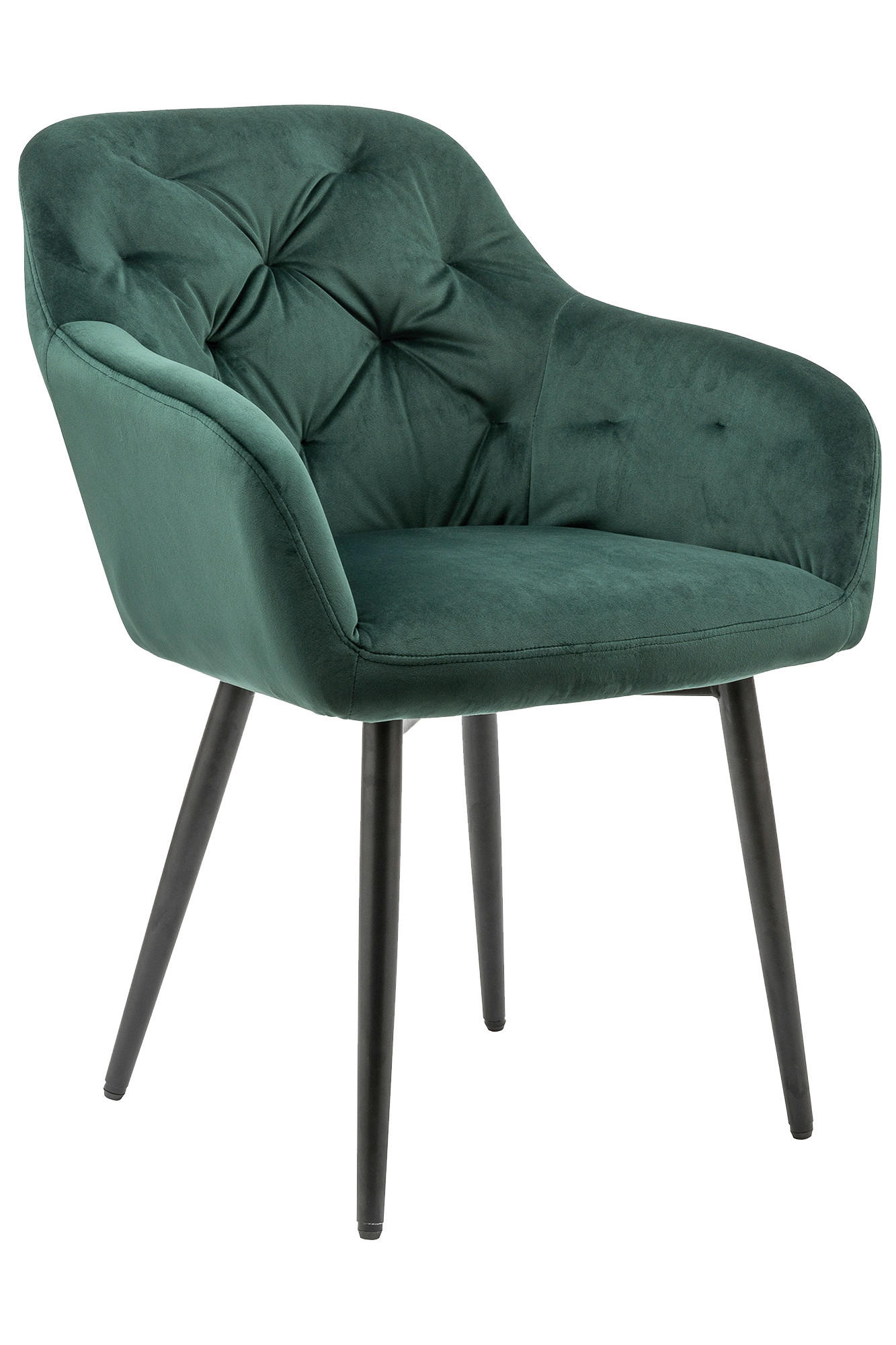 ARMLEHNSTUHL  in Samt  - Schwarz/Grün, MODERN, Textil/Metall (61/85/45cm) - Livetastic