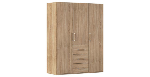 DREHTÜRENSCHRANK 151/197/60 cm,  in Sonoma Eiche, 3-türig  - Silbereichenfarben/Sonoma Eiche, Design, Holzwerkstoff/Kunststoff (151/197/60cm) - Novel