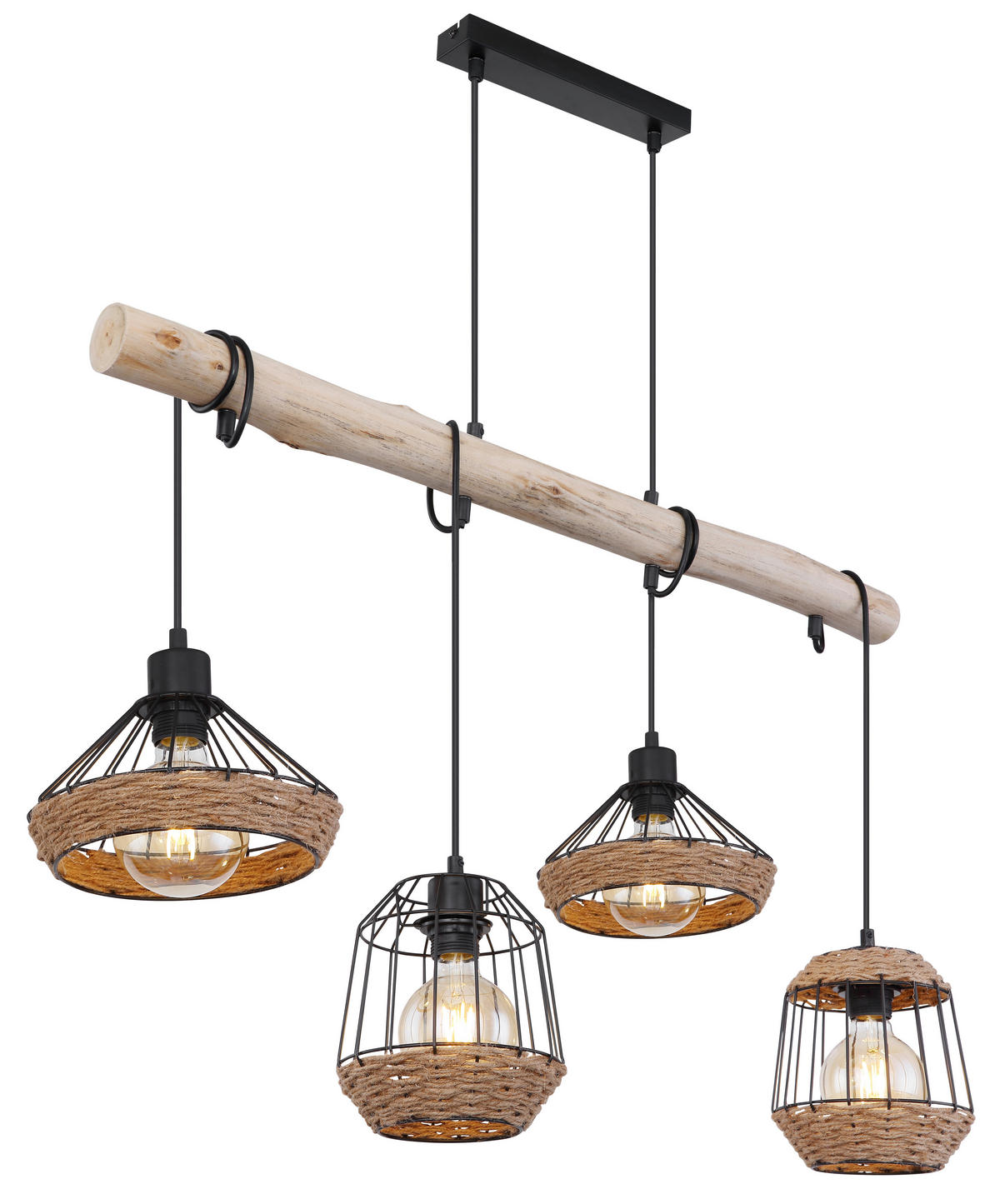 HÄNGELEUCHTE 105/21/120 cm   - Dunkelbraun/Schwarz, LIFESTYLE, Naturmaterialien/Holz (105/21/120cm) - Globo