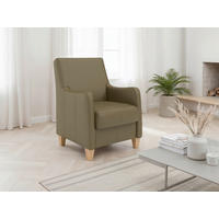 SESSEL in Echtleder Olivgrün  - Eichefarben/Olivgrün, Basics, Leder/Holz (70/93/75cm) - Sit & More