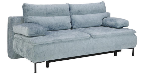 BOXSPRINGSOFA in Webstoff Blau  - Blau/Schwarz, Design, Textil/Metall (202/93/100cm) - Novel