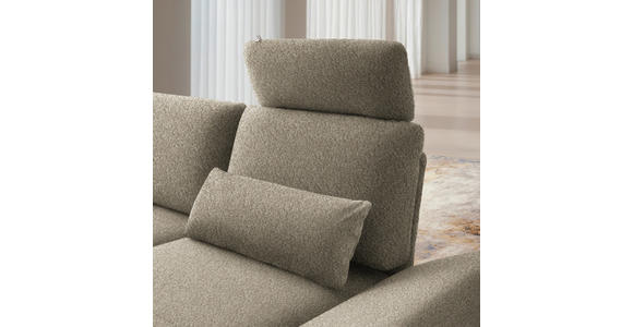 ECKSOFA  in Flachgewebe Hellbraun Rücken echt, Armteilverstellung, Relaxfunktion  234/155 cm  - Hellbraun/Schwarz, Design, Textil/Metall (234/155cm) - Dieter Knoll