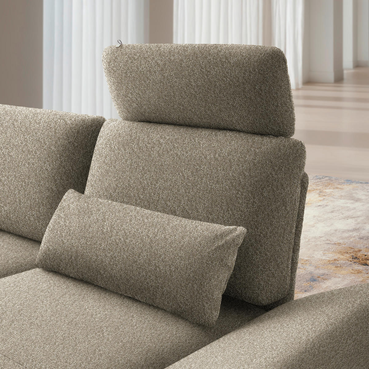 ECKSOFA Flachgewebe Hellbraun  - Hellbraun/Schwarz, Design, Textil/Metall (234/155cm) - Dieter Knoll