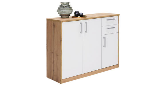 KOMMODE 106/84/36 cm - Eichefarben/Silberfarben, KONVENTIONELL, Holzwerkstoff (106/84/36cm) - Xora