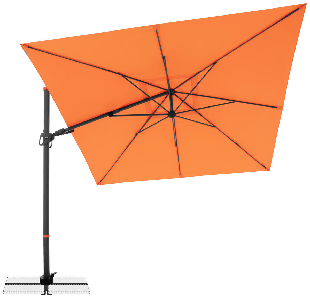 ZÁVESNÝ SLNEČNÍK 280/280 cm - oranžová/antracitová, Basics, kov/textil (280/280cm) - Doppler