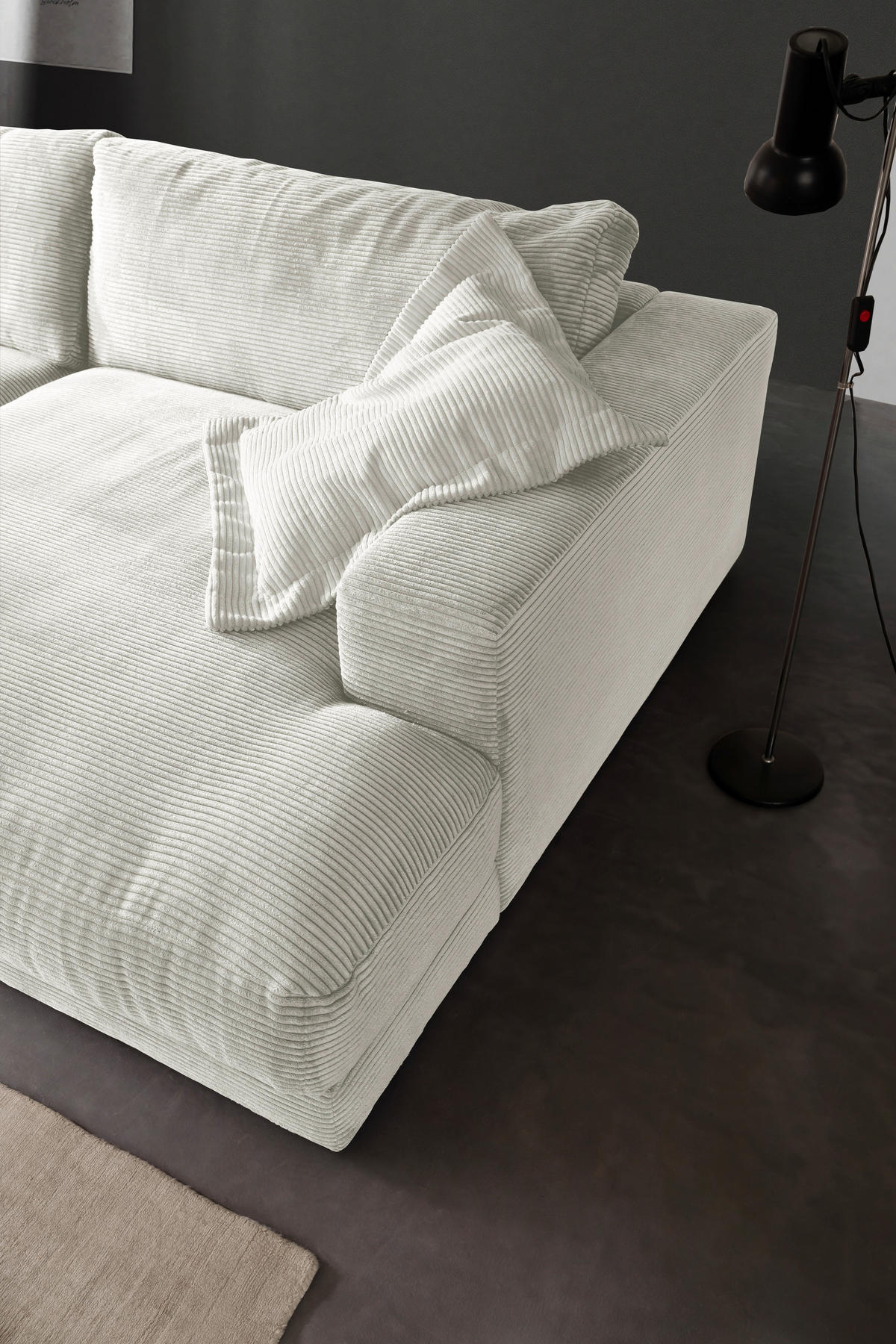 MEGASOFA in Cord Weiß  - Schwarz/Weiß, Design, Kunststoff/Textil (290/86/170cm) - Pure Home Lifestyle