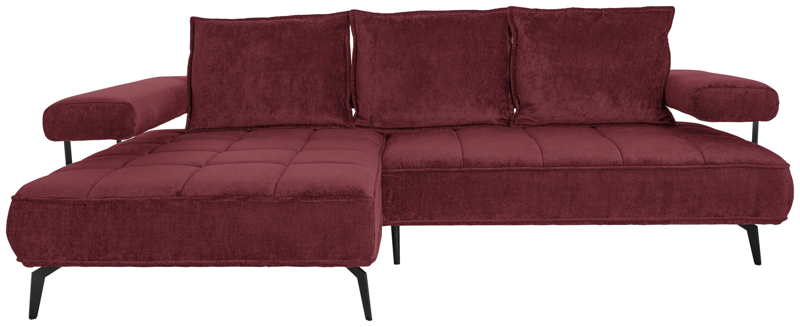 ECKSOFA Webstoff Bordeaux  - Bordeaux/Schwarz, Design, Textil/Metall (180/266cm) - Welnova