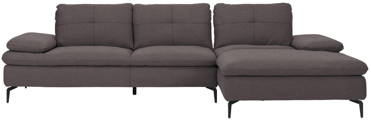 ECKSOFA Webstoff Graphitfarben  - Schwarz/Graphitfarben, Design, Textil/Metall (301/179cm) - Chilliano