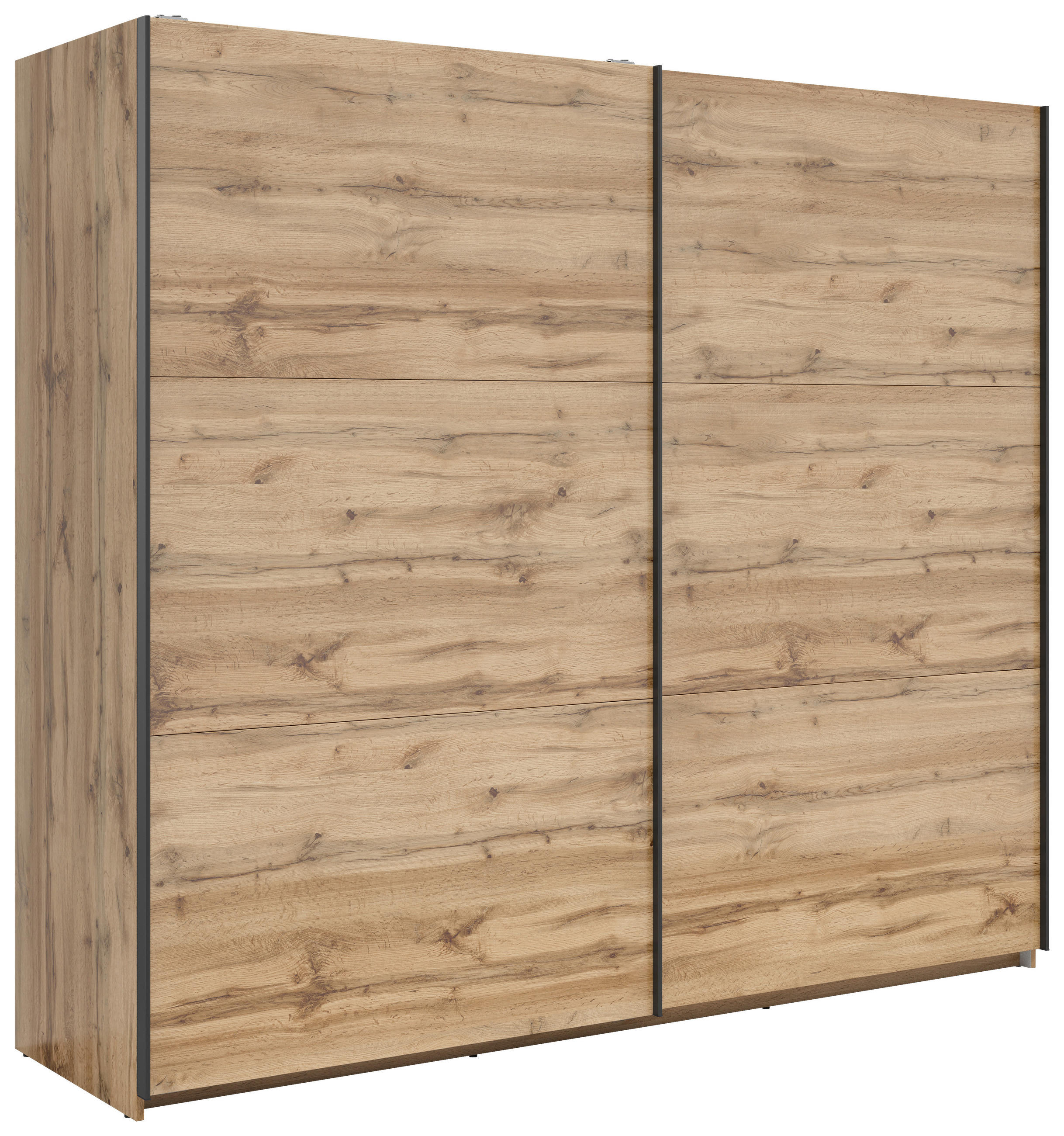 SCHWEBETÜRENSCHRANK  in Eiche Wotan  - Anthrazit/Eiche Wotan, MODERN, Holzwerkstoff/Metall (220/195,5/60cm) - MID.YOU