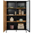 HIGHBOARD  in 103/167/38 cm  - Eiche Wotan/Schwarz, KONVENTIONELL, Glas/Holzwerkstoff (103/167/38cm) - Xora