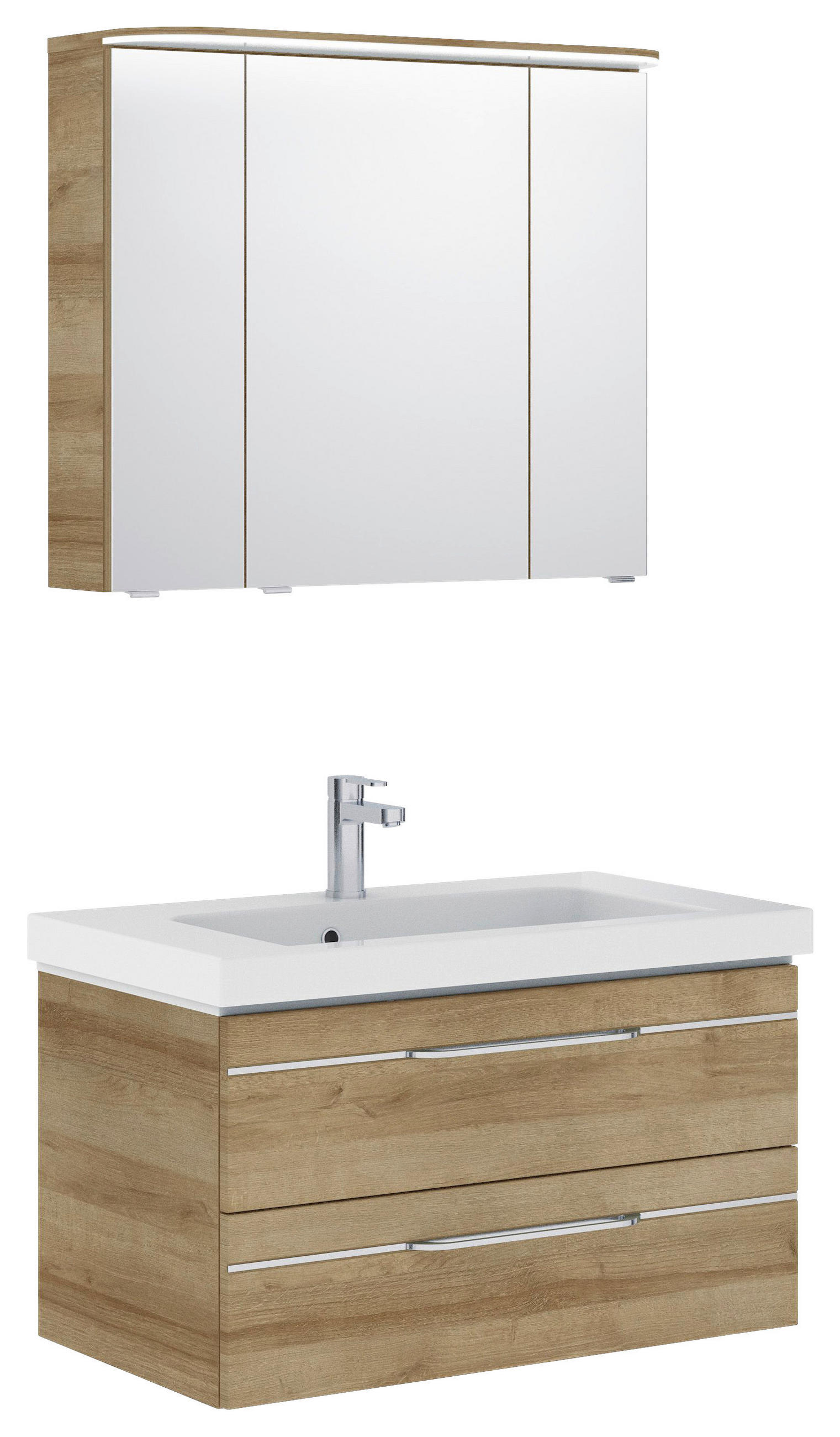 BADEZIMMER 3-teilig in 92 cm - Chromfarben/Eichefarben, KONVENTIONELL, Glas/Holzwerkstoff (92cm) - Pelipal